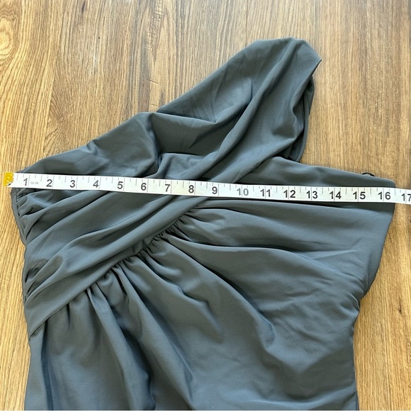 Magicsuit One Shoulder Slimming Swimsuit Gray 16 Shirring 1 Piece Neutral Beach - Picture 8 of 9